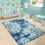 White And Blue Tie Dye Print Area Rug