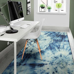 White And Blue Tie Dye Print Area Rug
