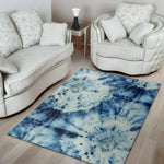 White And Blue Tie Dye Print Area Rug