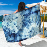 White And Blue Tie Dye Print Beach Sarong Wrap