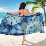 White And Blue Tie Dye Print Beach Sarong Wrap