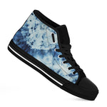 White And Blue Tie Dye Print Black High Top Shoes