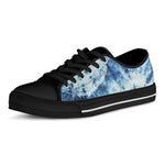 White And Blue Tie Dye Print Black Low Top Shoes