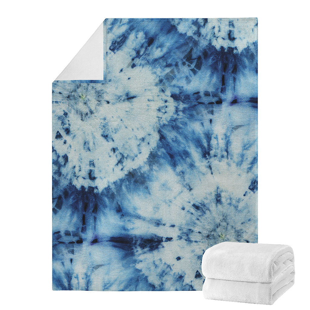 White And Blue Tie Dye Print Blanket