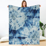 White And Blue Tie Dye Print Blanket