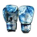White And Blue Tie Dye Print Boxing Gloves