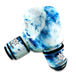 White And Blue Tie Dye Print Boxing Gloves