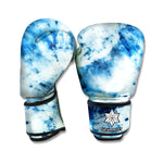 White And Blue Tie Dye Print Boxing Gloves