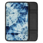 White And Blue Tie Dye Print Car Center Console Cover