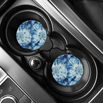White And Blue Tie Dye Print Car Coasters