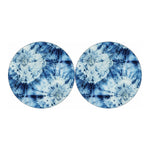 White And Blue Tie Dye Print Car Coasters