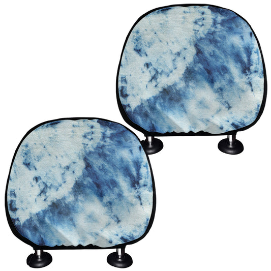 White And Blue Tie Dye Print Car Headrest Covers