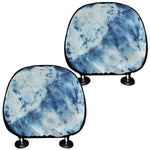 White And Blue Tie Dye Print Car Headrest Covers