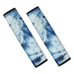 White And Blue Tie Dye Print Car Seat Belt Covers