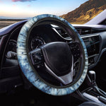 White And Blue Tie Dye Print Car Steering Wheel Cover