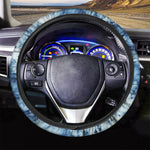 White And Blue Tie Dye Print Car Steering Wheel Cover