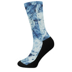 White And Blue Tie Dye Print Crew Socks
