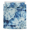 White And Blue Tie Dye Print Duvet Cover Bedding Set