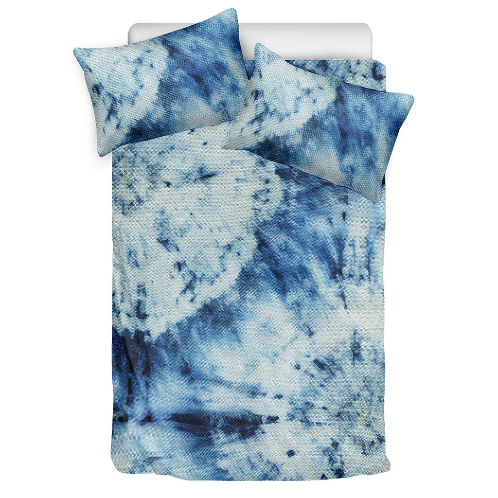 White And Blue Tie Dye Print Duvet Cover Bedding Set