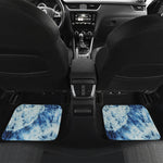 White And Blue Tie Dye Print Front and Back Car Floor Mats