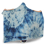 White And Blue Tie Dye Print Hooded Blanket
