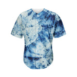 White And Blue Tie Dye Print Men's Baseball Jersey