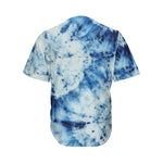 White And Blue Tie Dye Print Men's Baseball Jersey