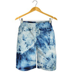 White And Blue Tie Dye Print Men's Shorts