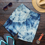 White And Blue Tie Dye Print Men's Shorts