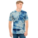 White And Blue Tie Dye Print Men's T-Shirt