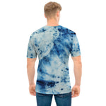 White And Blue Tie Dye Print Men's T-Shirt