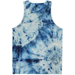 White And Blue Tie Dye Print Men's Tank Top