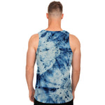 White And Blue Tie Dye Print Men's Tank Top