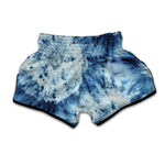 White And Blue Tie Dye Print Muay Thai Boxing Shorts