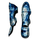 White And Blue Tie Dye Print Muay Thai Shin Guard