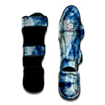 White And Blue Tie Dye Print Muay Thai Shin Guard