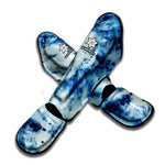 White And Blue Tie Dye Print Muay Thai Shin Guard