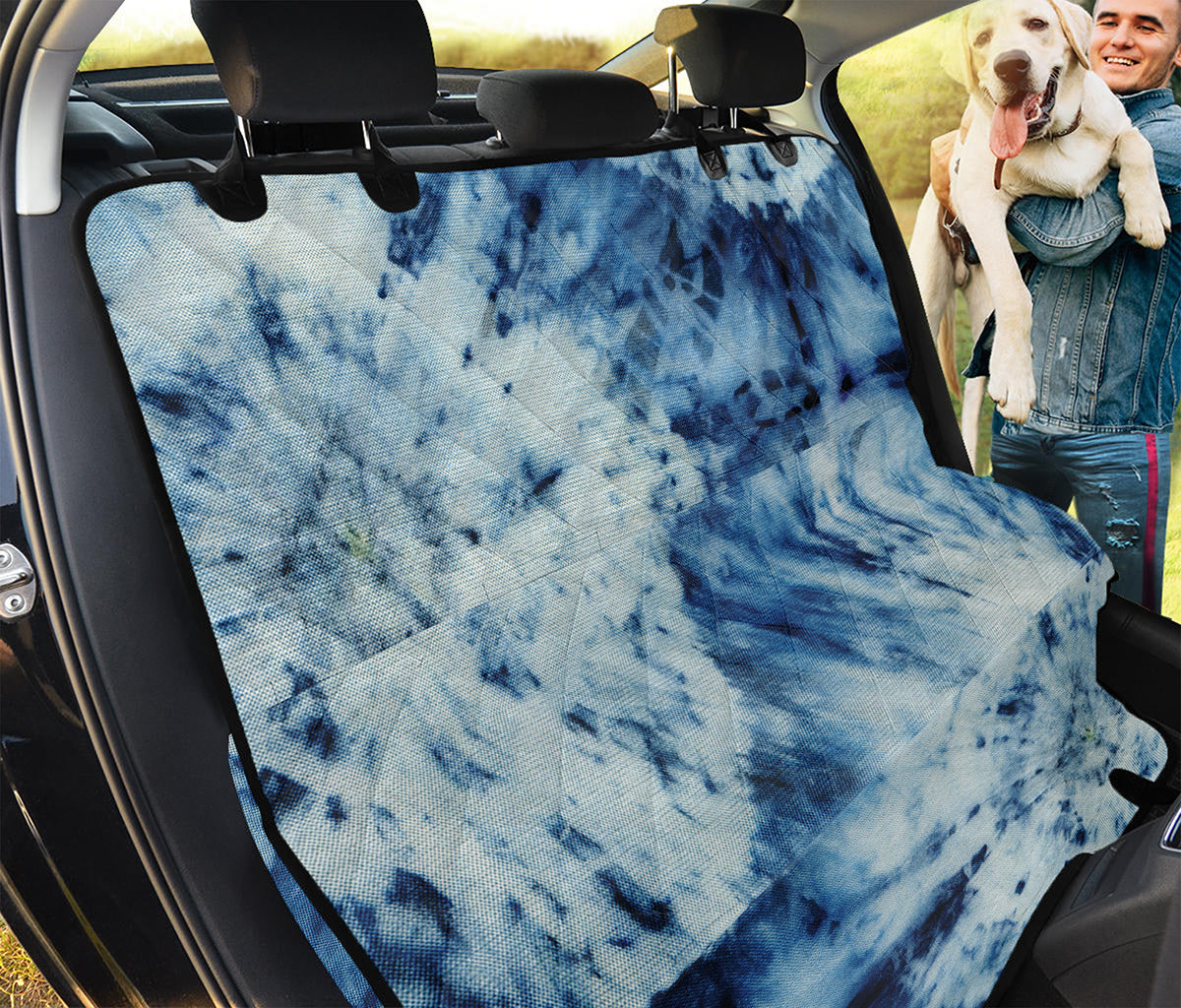 White And Blue Tie Dye Print Pet Car Back Seat Cover