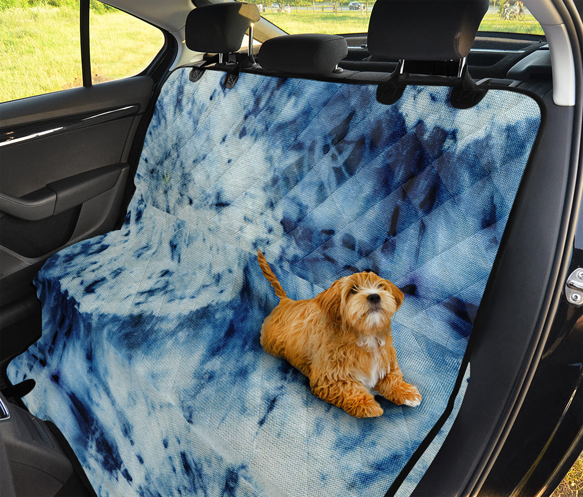 White And Blue Tie Dye Print Pet Car Back Seat Cover