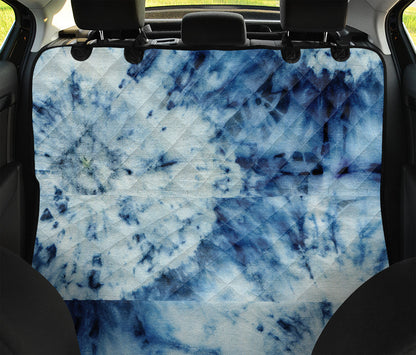 White And Blue Tie Dye Print Pet Car Back Seat Cover