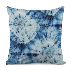 White And Blue Tie Dye Print Pillow Cover