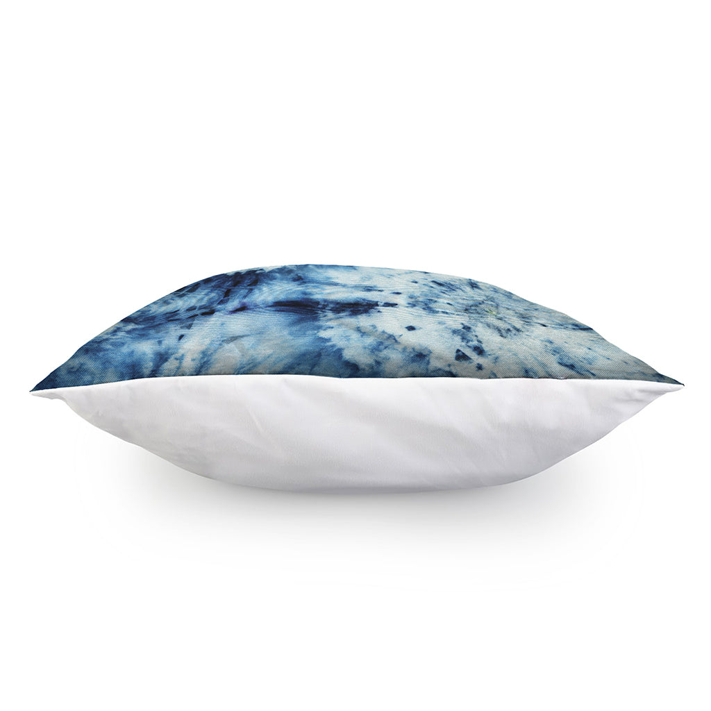 White And Blue Tie Dye Print Pillow Cover