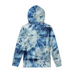 White And Blue Tie Dye Print Pullover Hoodie