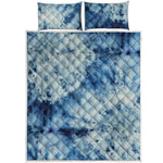 White And Blue Tie Dye Print Quilt Bed Set