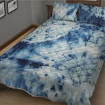 White And Blue Tie Dye Print Quilt Bed Set