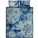 White And Blue Tie Dye Print Quilt Bed Set