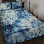 White And Blue Tie Dye Print Quilt Bed Set