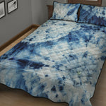 White And Blue Tie Dye Print Quilt Bed Set