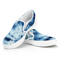 White And Blue Tie Dye Print White Slip On Sneakers