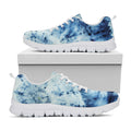 White And Blue Tie Dye Print White Running Shoes